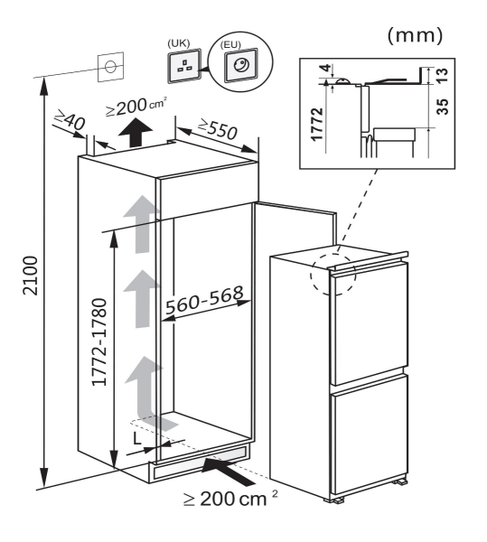 Hisense rib291f4awf outlet integrated fridge freezer