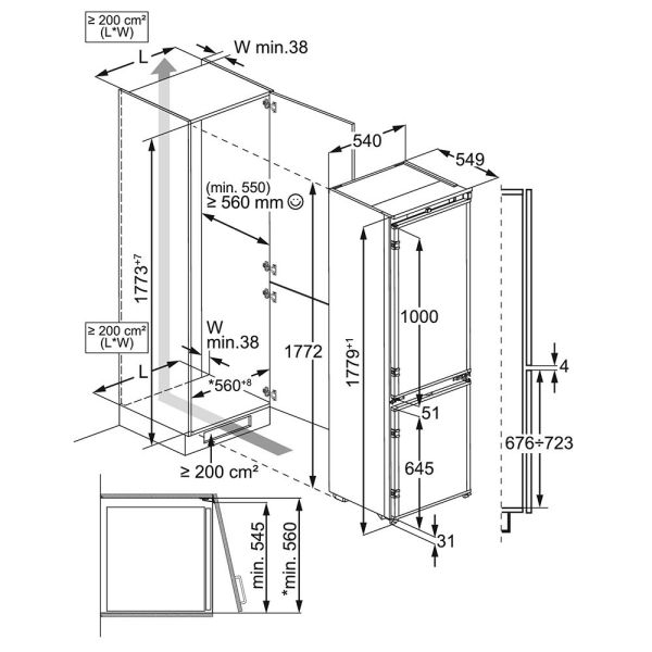 Integrated fridge deals freezer sizes