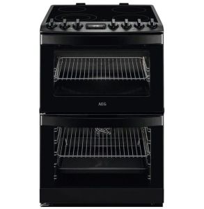 Aeg CCB6741MCB Black 60cm Electric Ceramic Double Oven, 4 Fast heat Cooking Zones