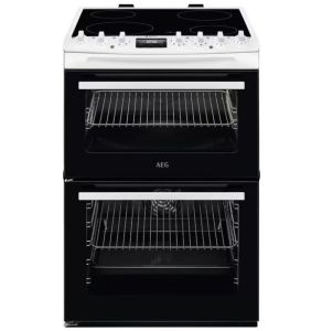Aeg CCX6740ACW White 60cm Double Oven with Multi-function main oven and conventional top oven
