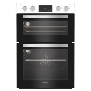 Hotpoint DIH 10D W Built In Electric Double Oven in White and Stainless Steel