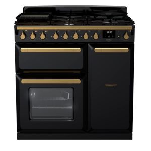 Rangemaster ESDL90DFPGBL/AB1 Estel Deluxe 90cm Dual Fuel Gloss Black