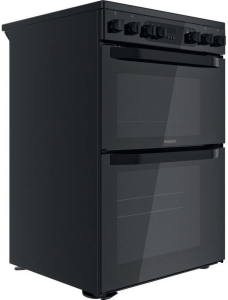 Hotpoint HDEU67V9C2B/UK 60cm Double Oven Electric Cooker with Cermic Hob - Black