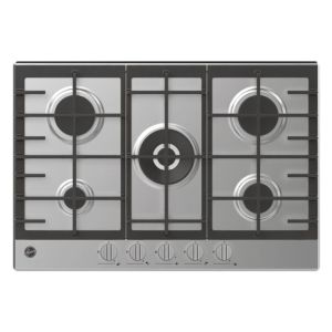 Hoover HHG75WK3X 75m, 5 Burner (inc. Wok), Front control, Cast Iron supports, St. steel