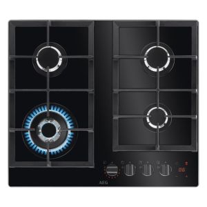 Aeg HKB64450NB 60cm Flamelight, Gas on glass hob, StepPower controls, LED display with minute minde