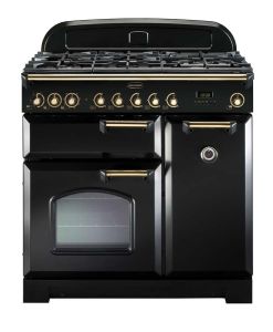 Rangemaster 80950 Classic Deluxe 90cm Dual Fuel Range Cooker Black and Brass
