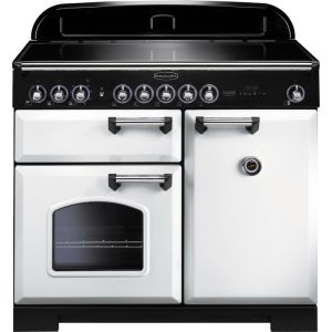 Rangemaster - 100cm Classic Deluxe Induction Range 114030 White and Chrome