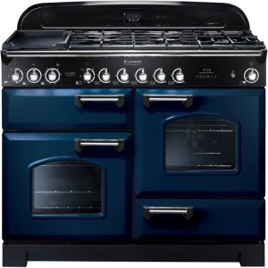 Rangemaster Classic Deluxe 110cm Ceramic Range 114130 Blue and Chrome