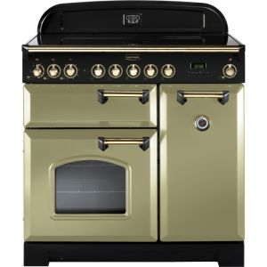 Rangemaster 114690 Classic Deluxe 90cm Induction Range Cooker Olive Green and Brass