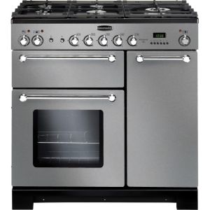 Rangemaster 98760 Kitchener 90cm Dual Fuel Range Cooker In Black