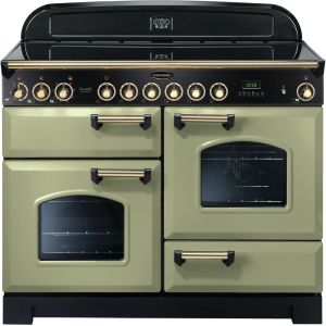 Rangemaster Classic Deluxe 110cm Ceramic Range 114590 Olive Green and Brass