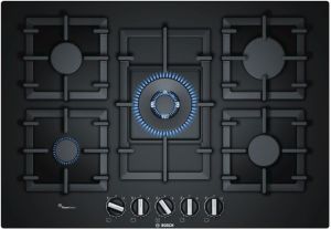 Bosch PPQ7A6B90 75cm Integrated Gas Hob - Black Glass 