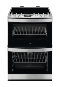 Aeg CCB6741ACM S-Steel 60cm Electric Ceramic Double Oven, 4 Fast heat Cooking Zones, Catalytic cavi