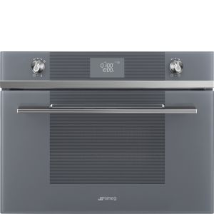Smeg SF4102MCS 45cm Height Linea Silver Glass Compact Combination Multifunction Microwave Ovenwith14