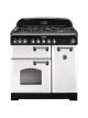 Rangemaster 113550 Classic Deluxe 90cm Dual Fuel Range Cooker White and Chrome